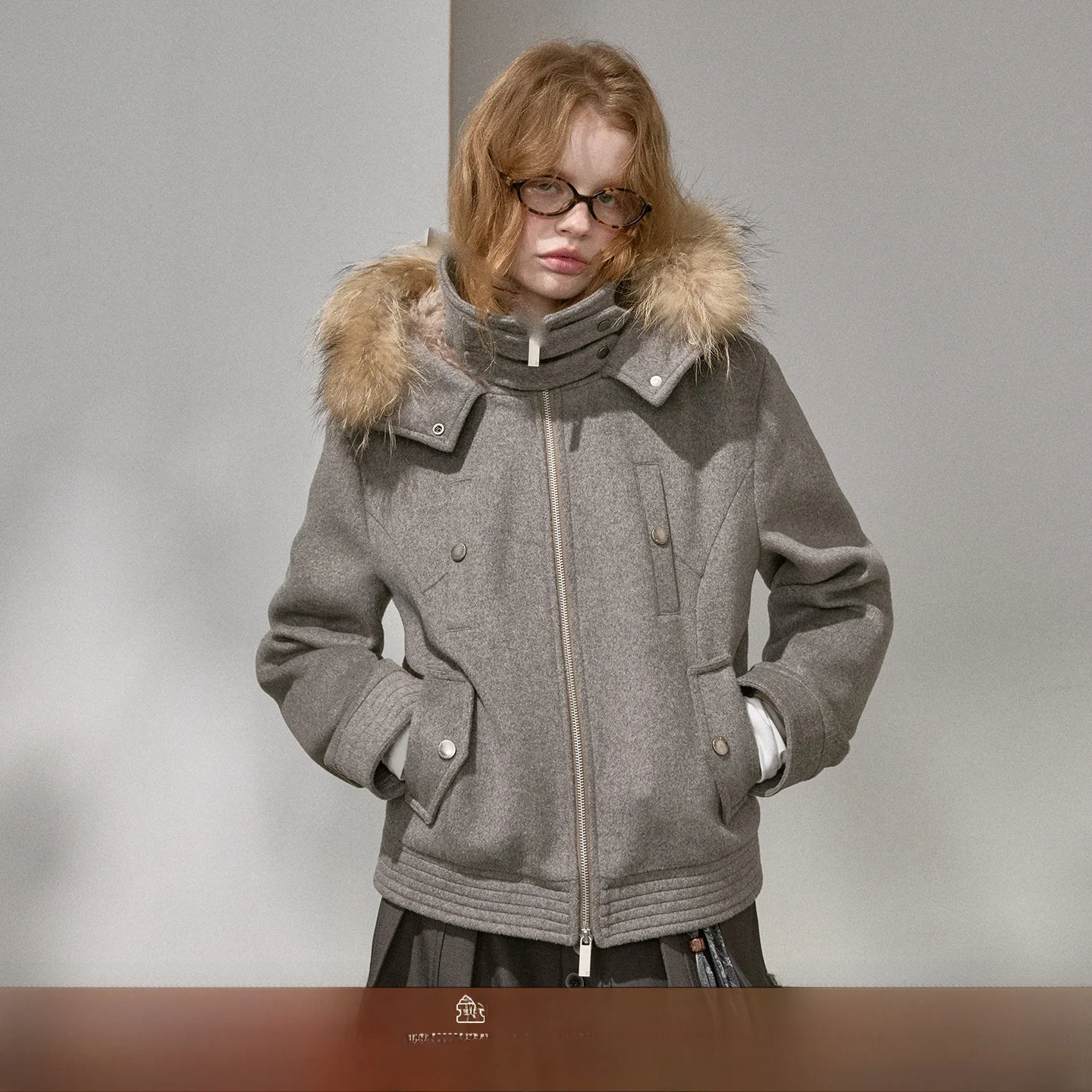 

DIDDI MODA Girls' Winter Thiened Woolen Coat with Hat Stand Collar Skirt Set ort Length Faionable Youthwear