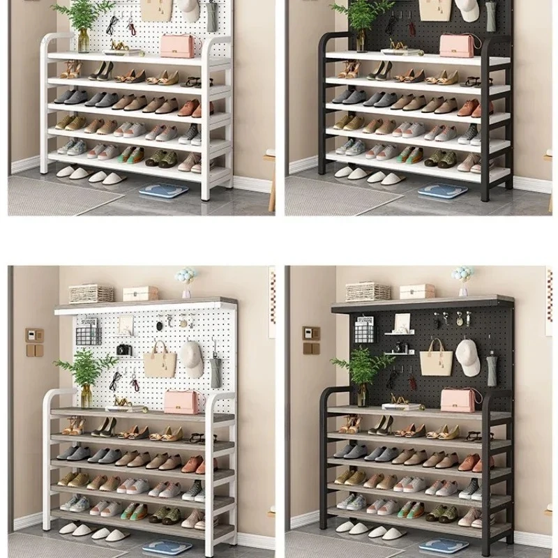& Nordic Storage Multi-layer Entry Shoe Cabinets Iron Shoe Rack with Perforated Board Home Furniture Living Room Shoes Organizer
