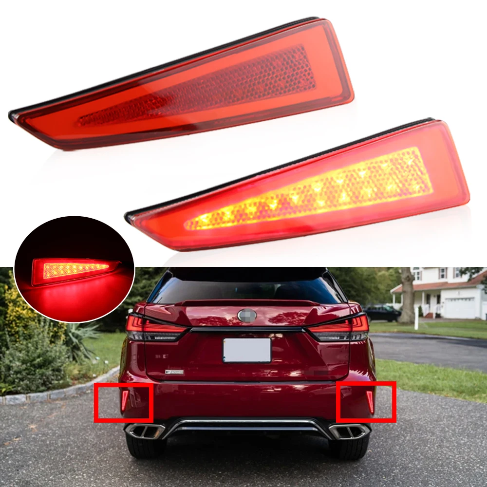 

2Pcs 12V LED Bumper Reflector Lights For Lexus RX350 RX450h 2016-2020 RX350L RX450hL Base 2018-2020 Brake Rear Fog Lamps