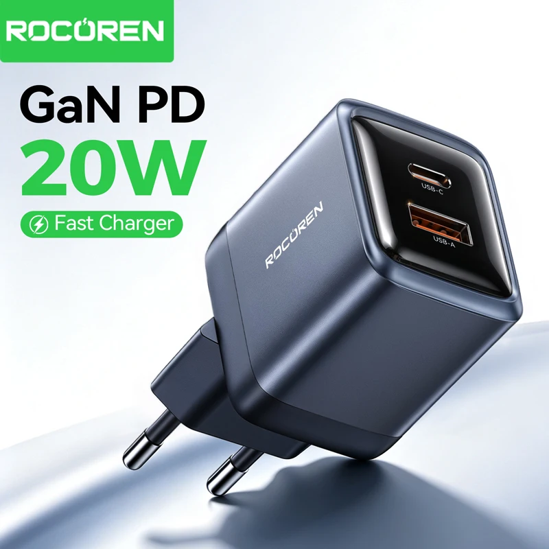 carregador-rapido-rocoren-20w-gan-pd-carregador-usb-c-portatil-carregador-tipo-c-pd30-qc30-carregamento-rapido-para-iphone-18-17-16-15-pro-max