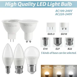 2pcs Hight Lumen Led Bulb Lamps E27 B22 E14 GU10 GU5.3 Spot 220V 110V Light Bulb Warm White Cold White Lampada for Home Leds