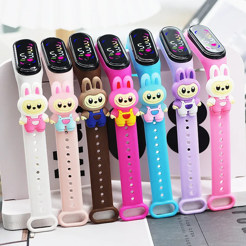 

Labubu'S Cartoon Doll Led Watch New Hot Selling Cute Labubu Student Electronic Watch Touch Screen Electronic Watch Holiday Gift