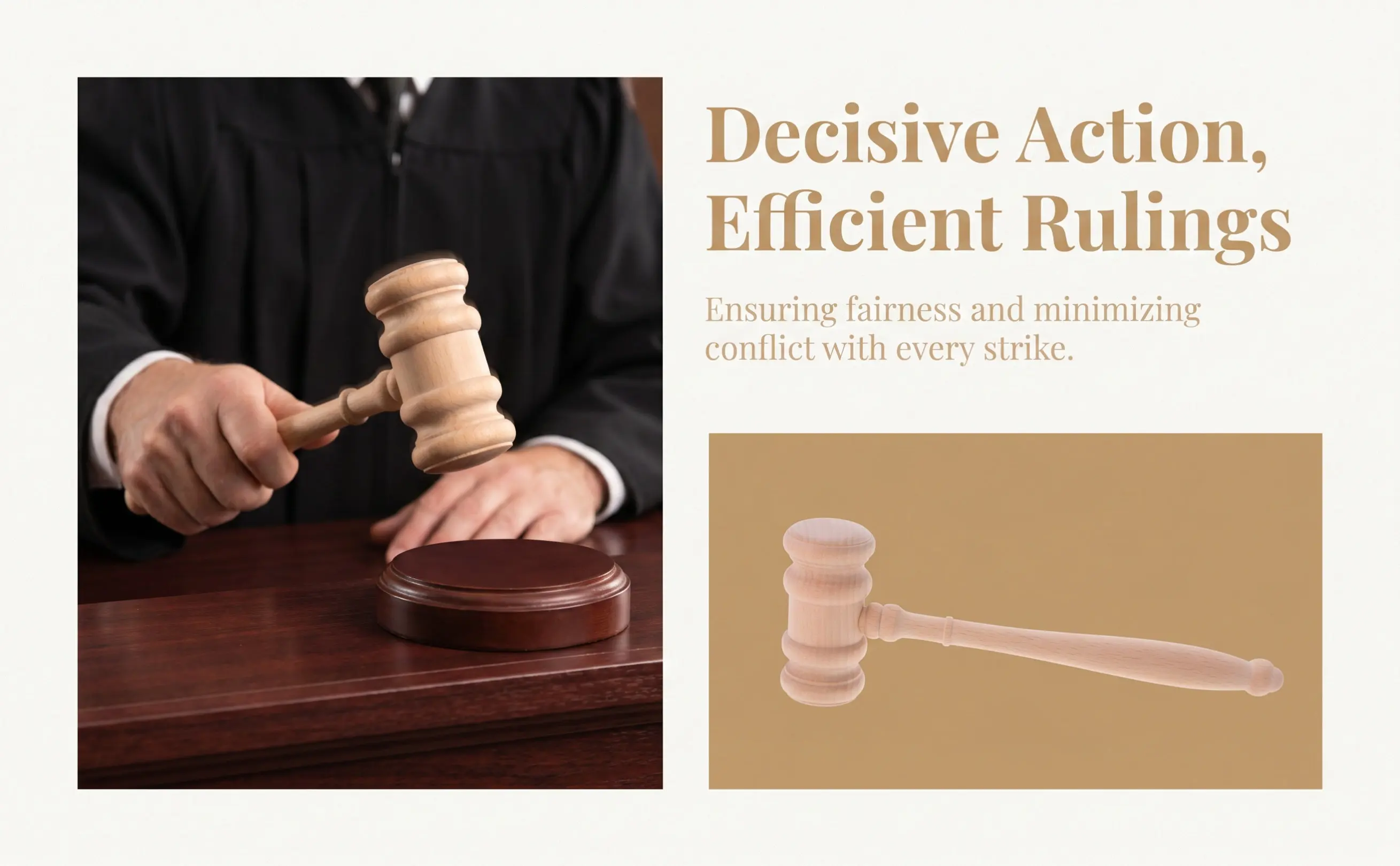 Wooden Judge Gavel Handcrafted Solid Wood Courtroom Hammer for Legal Professionals
