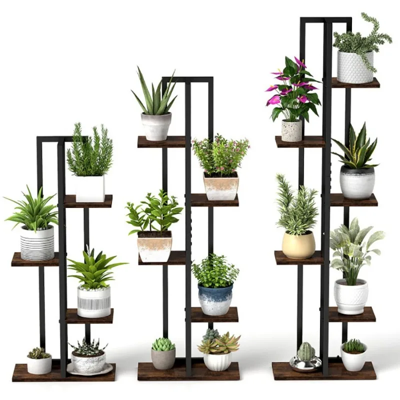 Tall wooden plant stand 4 5 6 layer indoor flower display stand