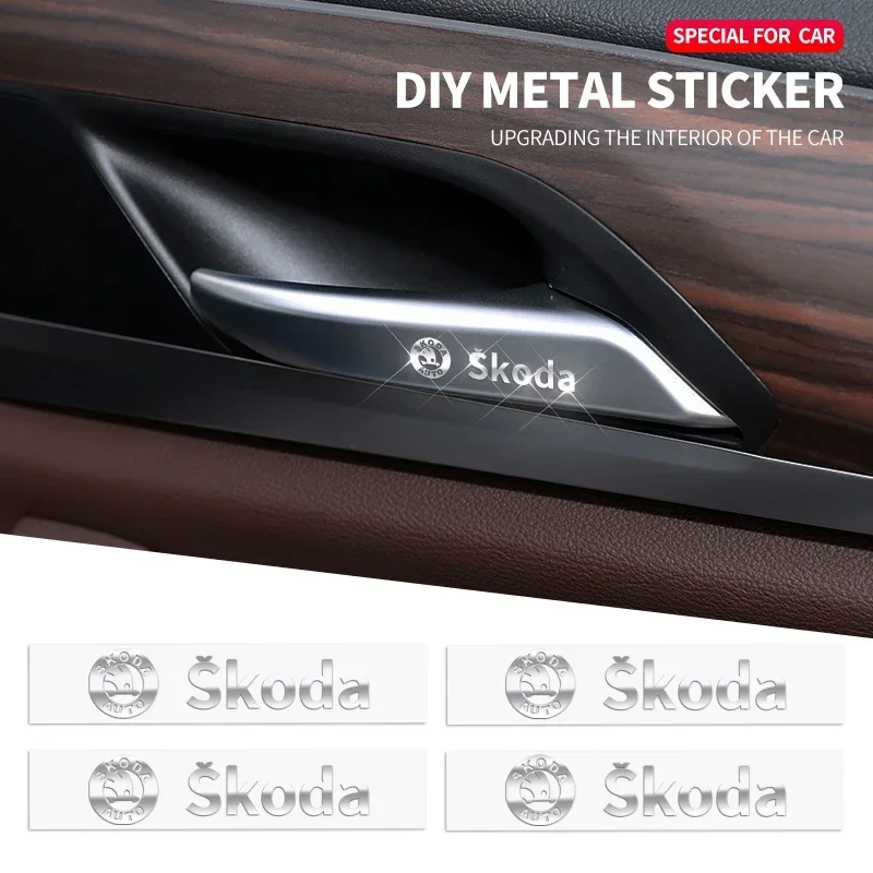 Pegatinas decorativas con logotipo de coche de Metal 3D, creativas para Skoda Octavia MK2 MK1 2 3 A5 A7 A8 Fabia Karoq Superb Rapid Kamiq Scala
