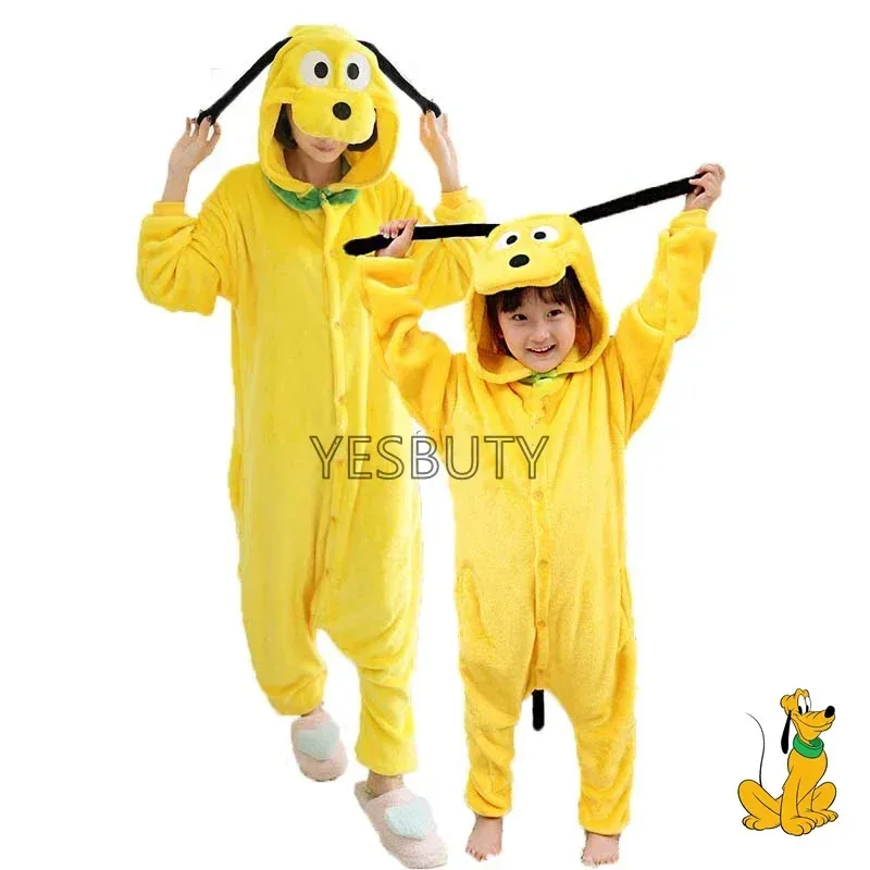 

Animal Pluto Dog Kigurumi Adult Onesie Pajamas Flannel Family Party Cosplay Costumes Jumpsuits Pijama Zipper For Toilet