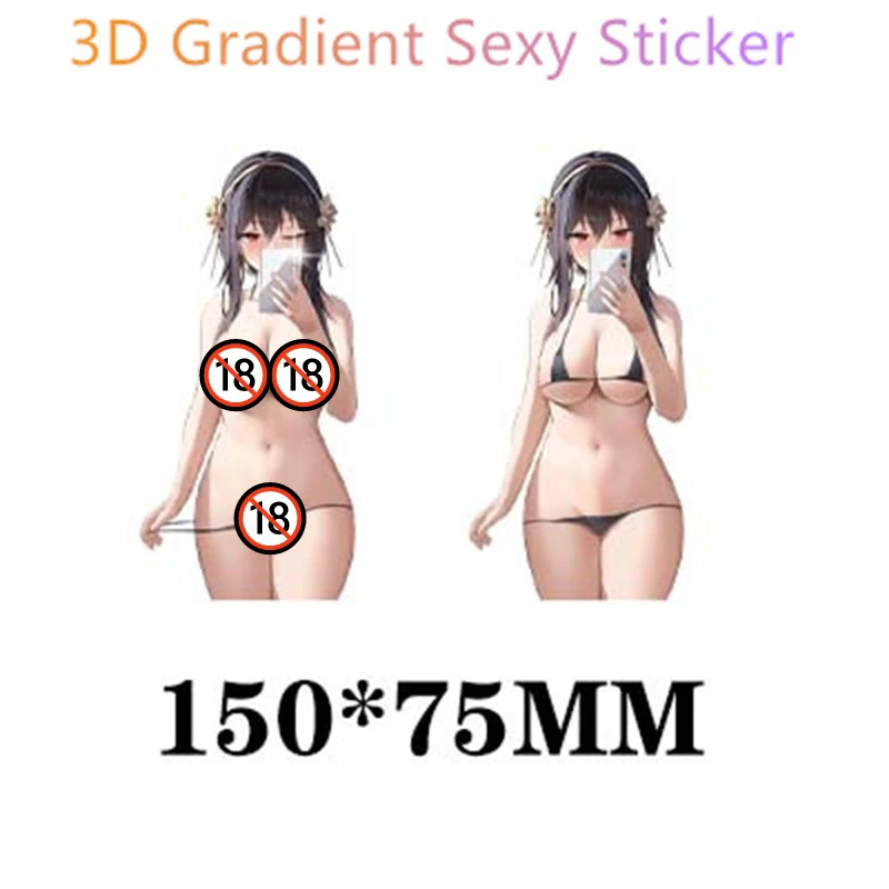 Autocollants dégradés 3D pour voiture, sexy, non censurés, grunge exposé, Hentai Waifu, (18 +)