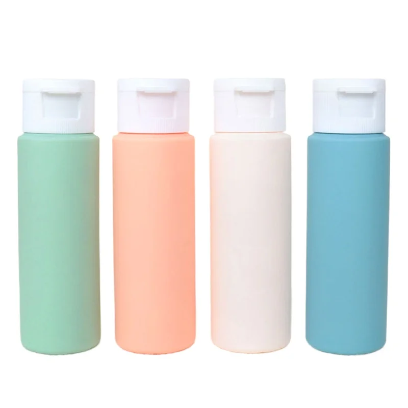 4Pcs/Set 50ml Refillable Bottle Soft Silicone Lotion Container Flip-Top Squeeze Tube Empty Bottle Portable Travel Shampoo Bottle