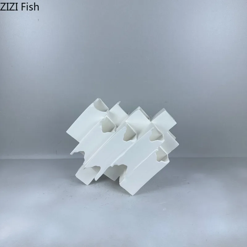 

White Square Tube Nest Shaped Ceramic Ornament Art Sculpture Living Room Display Statue Model Home Accessories Decoration Crafts