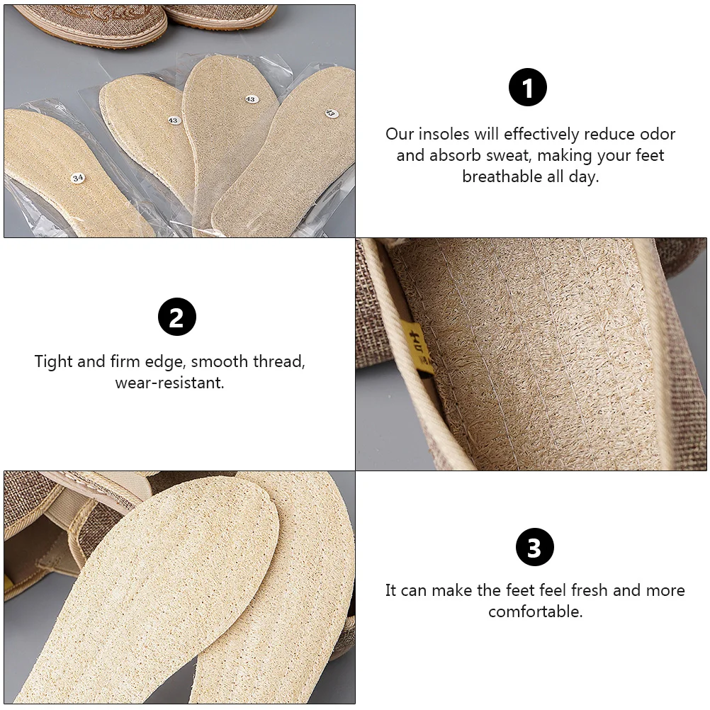 Loofah Insole Wear-resistant Deodorant Shoe Inserts Breathable Cushion Sweat Absorption Insoles Pad Men and Women