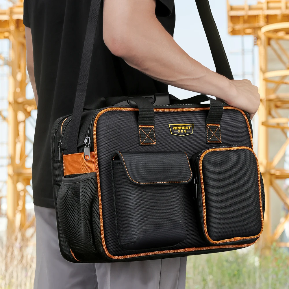 حقيبة أدوات الكهربائي: سميكة، مقاومة للاهتراء، متعددة الوظائف، ذات سعة كبيرة لتخزين جميع احتياجات الإصلاح الخاصة بك