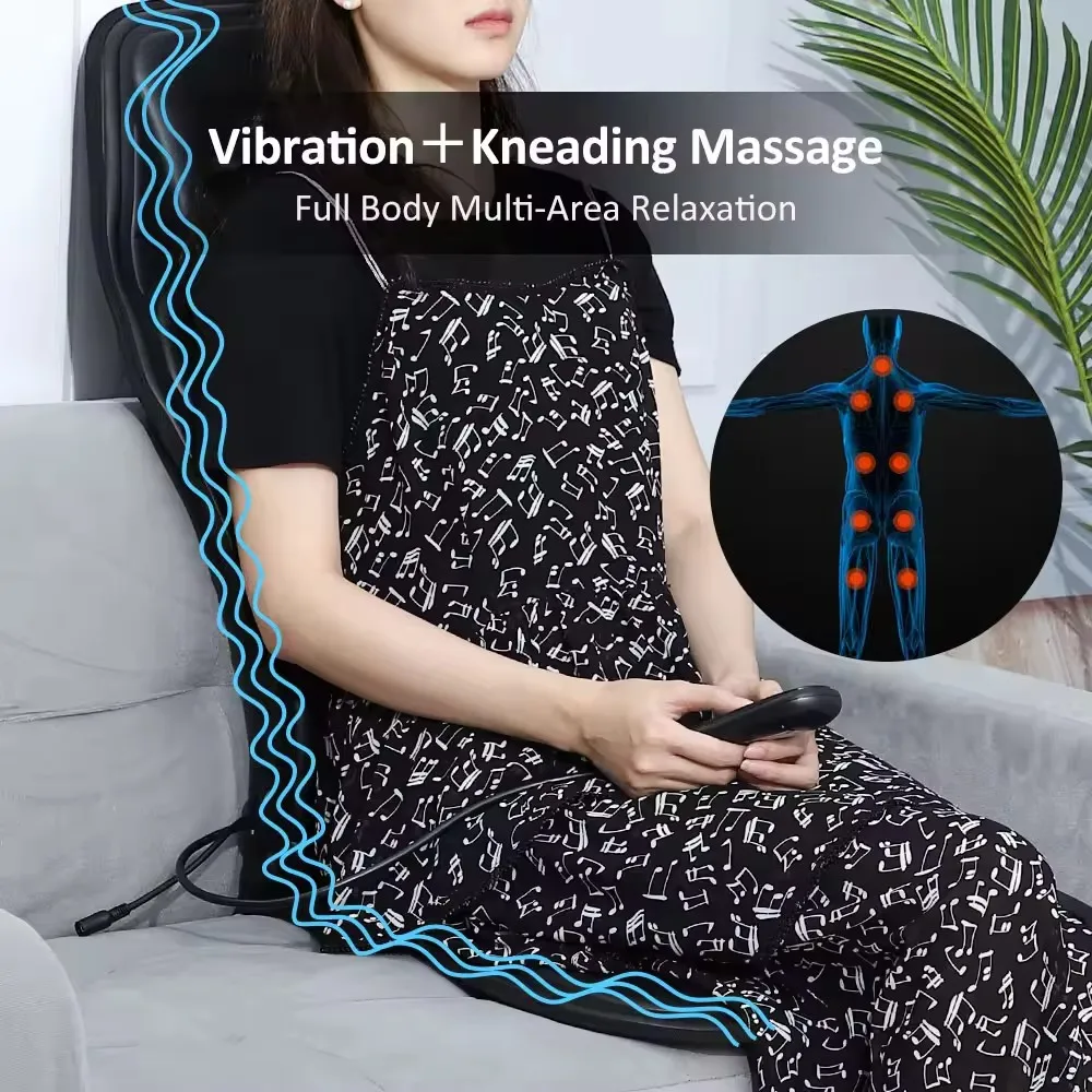 Electric 7 Motor Back Massager Chair Cushion Vibrator Portable Home Car Office Neck Lumbar Waist Pain Relief Seat Pad Relax Mat