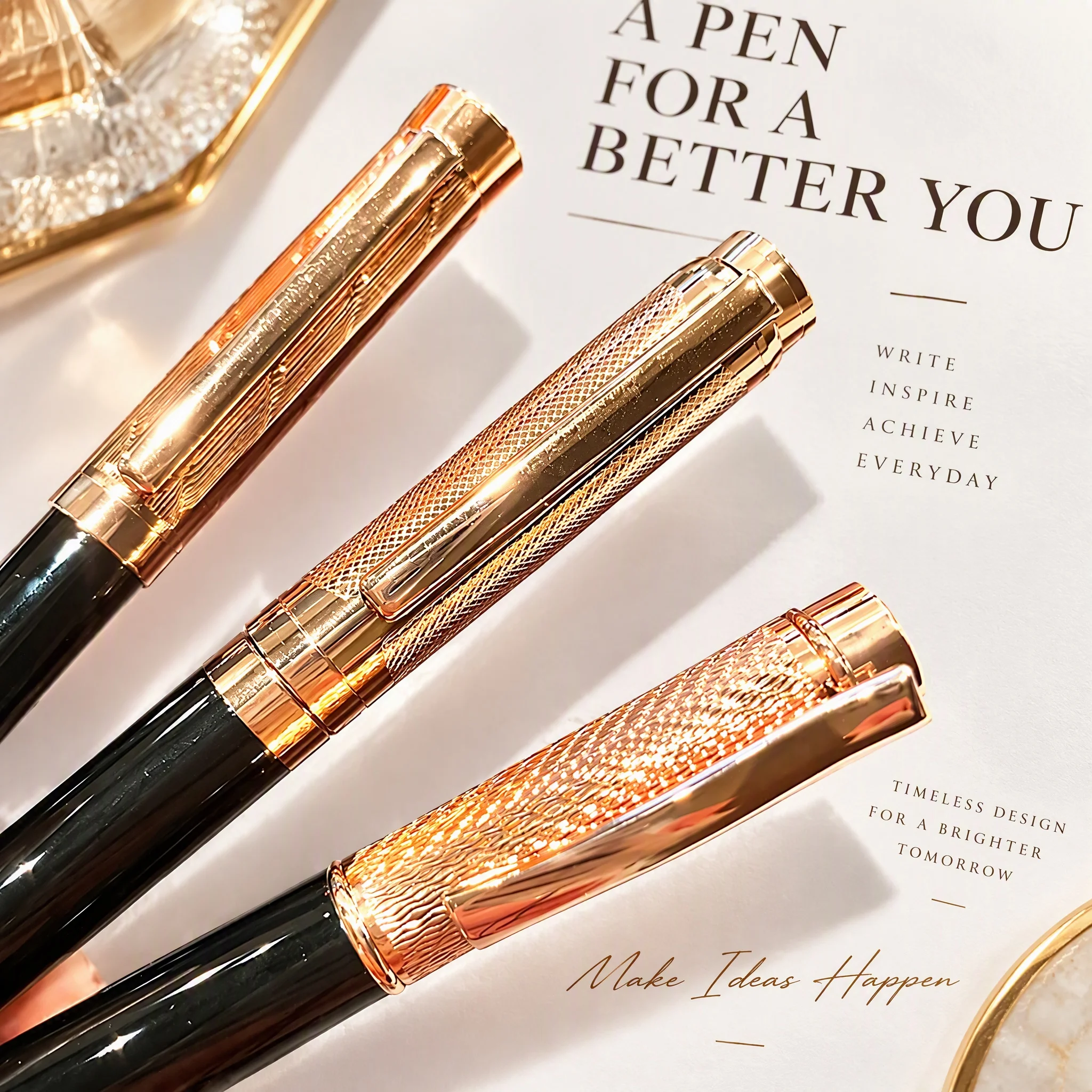 Luxury Wedding Favors Gifts Promotion Twist Hotel Advertising Rose Gold Metal Ballpoint Pen, Business Conference Gift