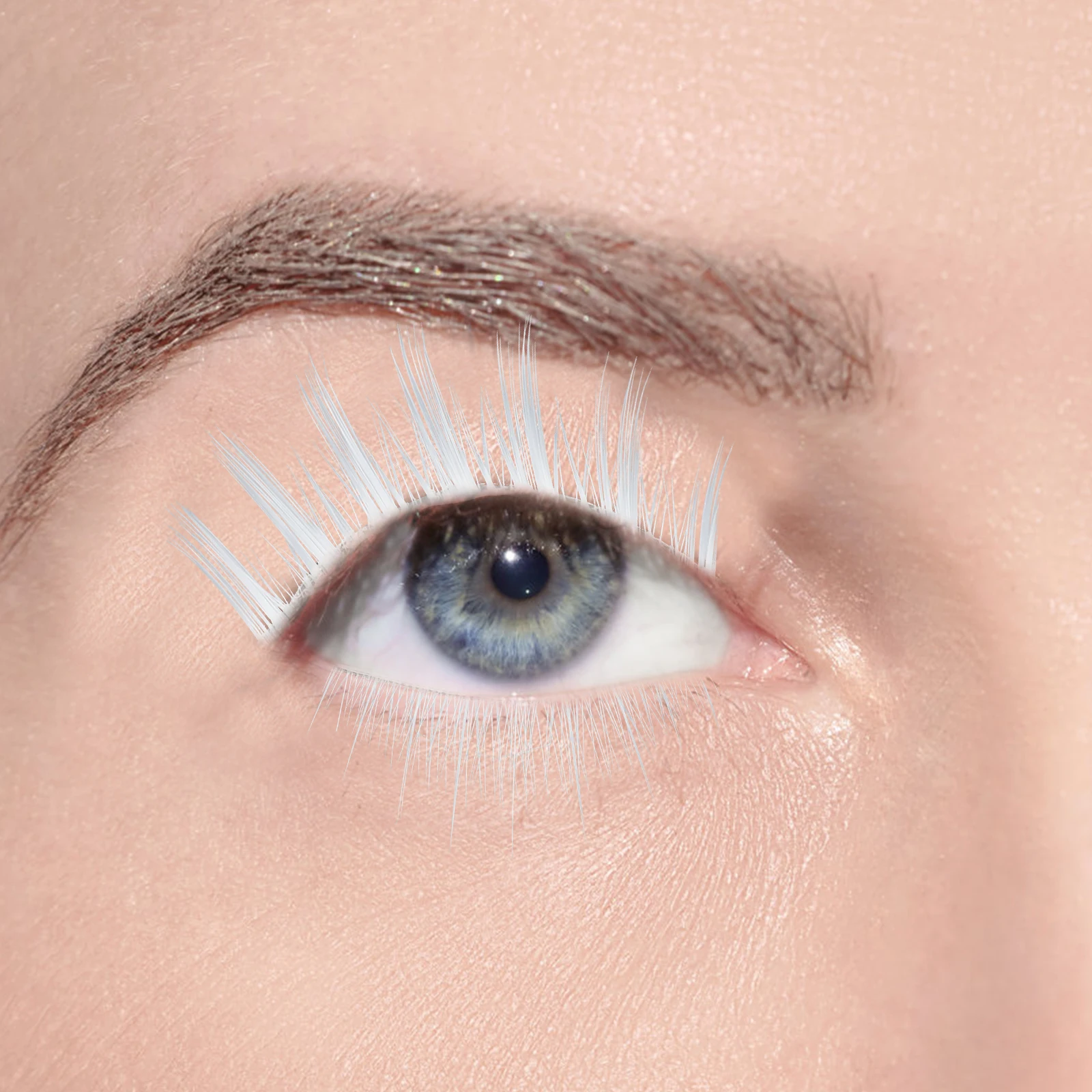 

2Pairs FalseEyelashes White ChemicalFiber Women FauxLashes MakeupSupplies CharmLook LongFluff