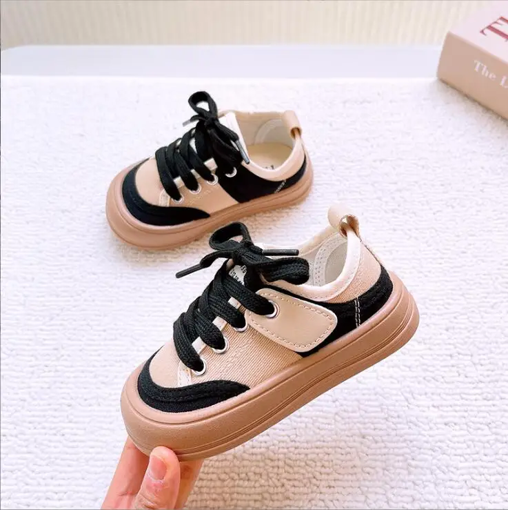 

Children's Canvas Shoes 2024 Spring New Boys' Casual Cloth Shoes Girls' Baby Sports Shoes Soft Bottom Peach Green Black 22-30