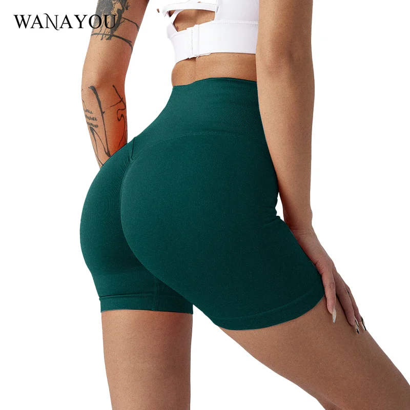 VEQKING Women Seamless Yoga Shorts High Waist Scrunch Peach Buttoks Sports Tight Solid Gym Short Runing Fitness Workout impact