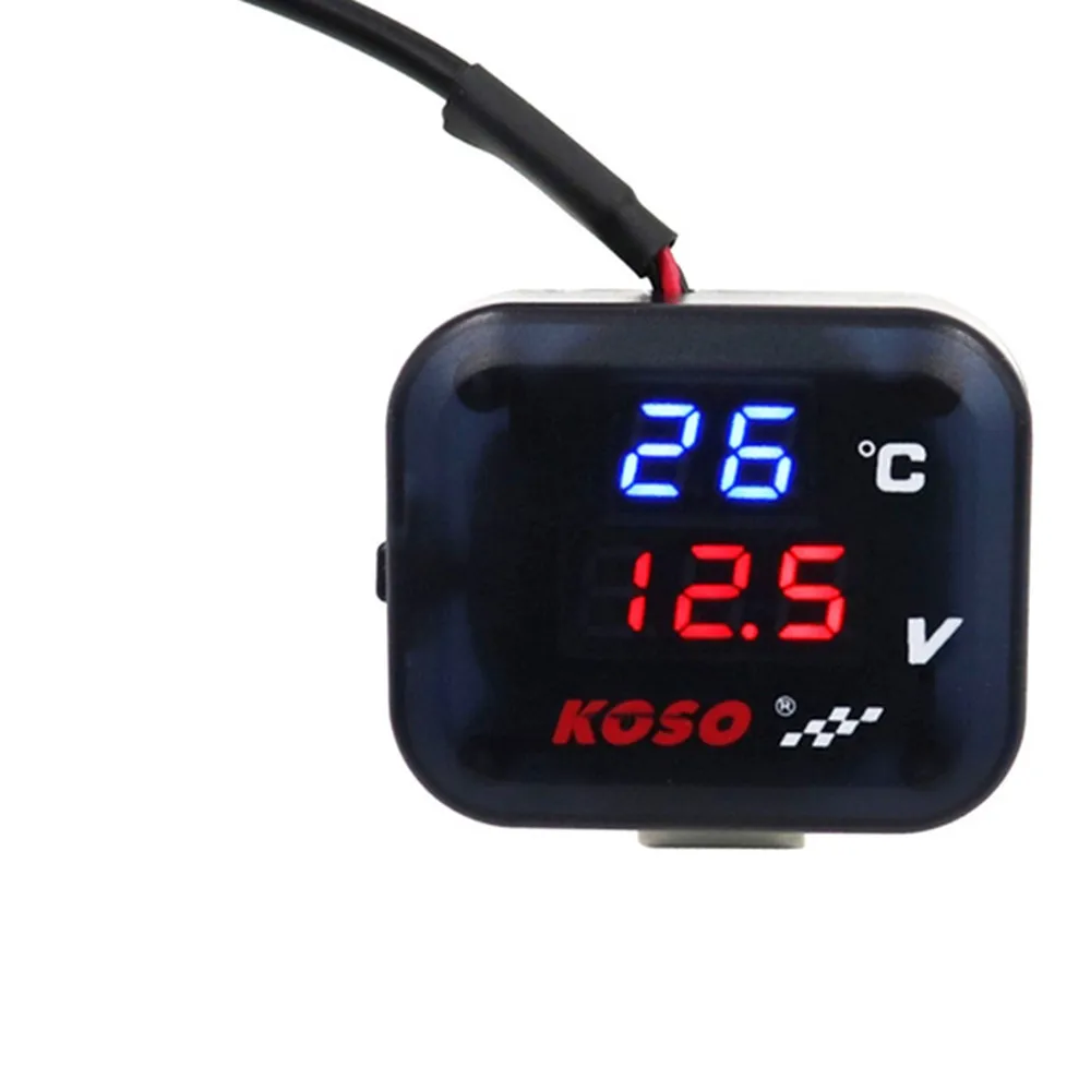 3 in 1 Universal KOSO Motorcycle Voltmeter Thermometer  Indicator Voltage Digital Display USB Charger For Vespa TMAX XMAX