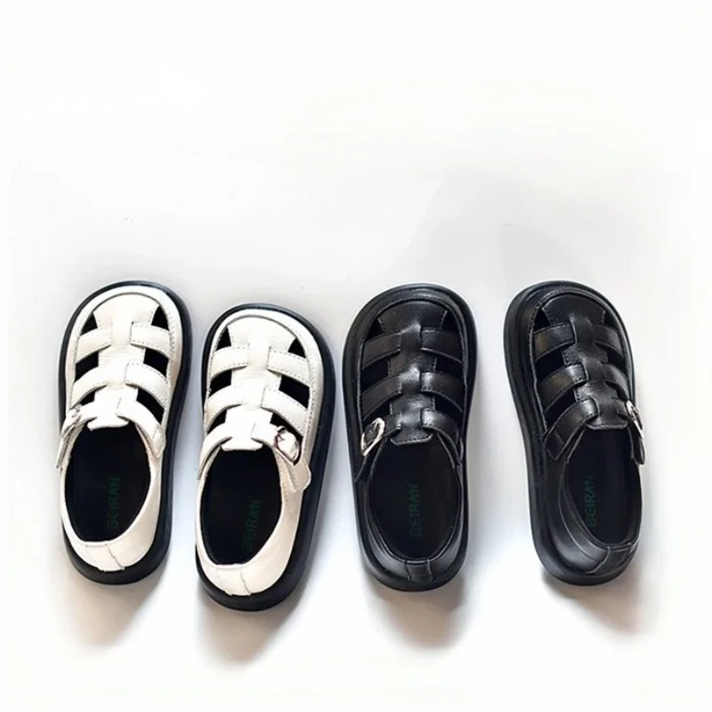 High Quality Cowhide Girls Sandals Summer Non-slip Outsole Baby Boys Fashion Sandals Genuine Leather Children's Beach Shoes