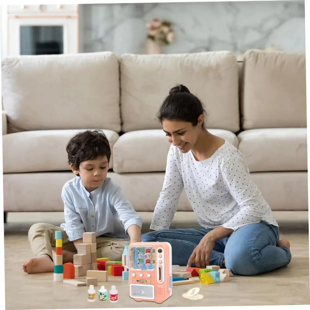 Mini máquina de venda automática de bebidas, brinquedo multifuncional, adereço para bebidas, automática, operado por moedas, decoração de móveis para casa de boneca