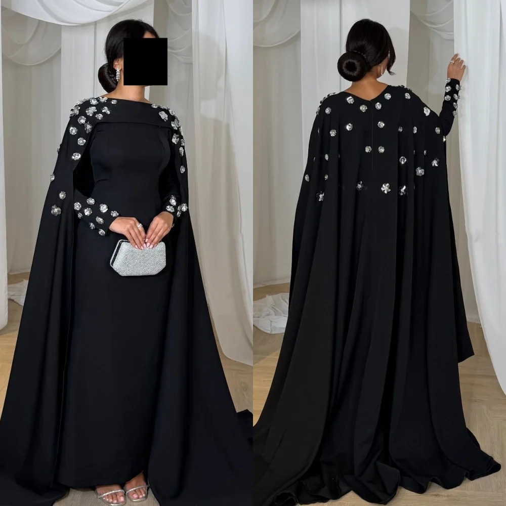 Customized Matching Simple Jersey Handmade Flower Pleat A-line High Collar Long Dresses Bespoke Occasion Dresses Chinese Style