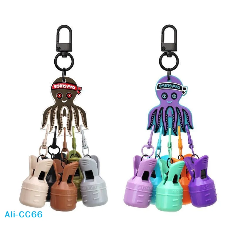 【C】6Pcs/Kits Practical Webfoot Octopus Squid Jig With Carabiner Umbrella Cuttlefish Lure Cap Hooks Cover Fishing Accessories