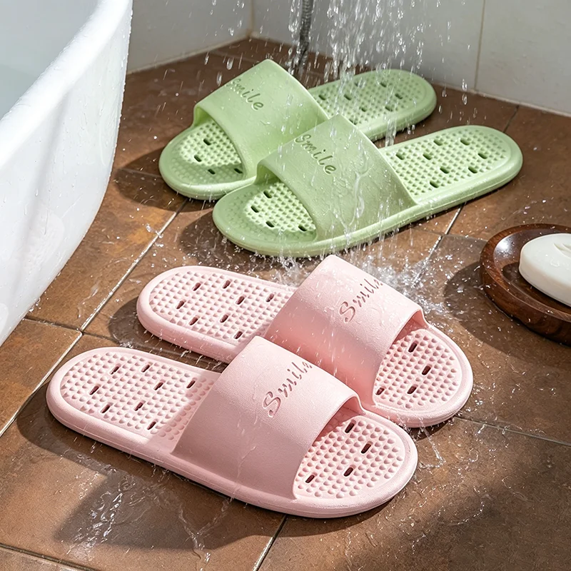 Hollow Out Quick Dry Bathroom Shower Slippers Women Summer 2026 Lightweight EVA Non Slip Indoor Slippers Couple's Bedroom Slides