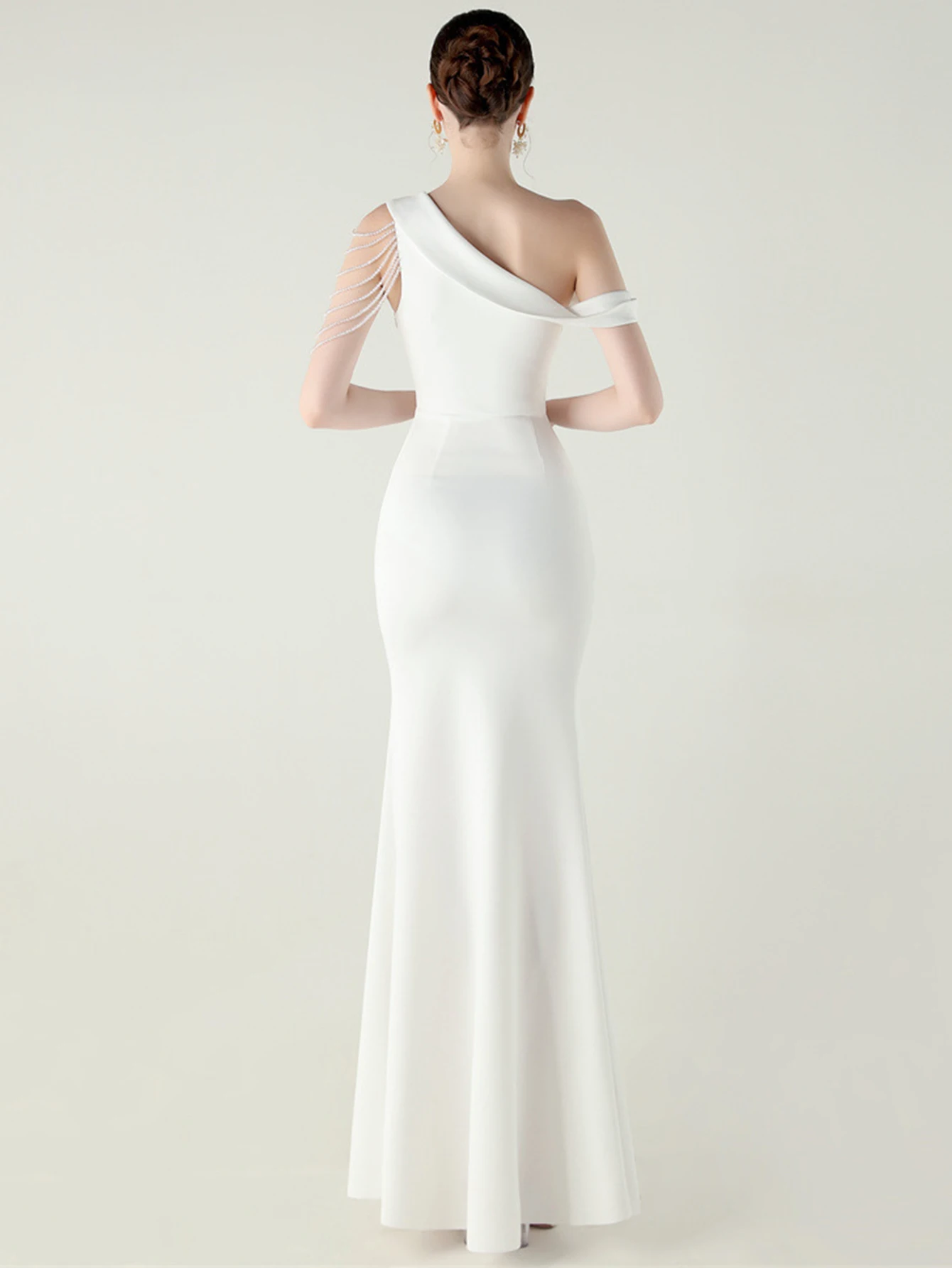 Sexy dos nu blanc robe d'été femmes fête de mariage longues robes 2025 femme élégante strass anniversaire robe de soirée vestidos