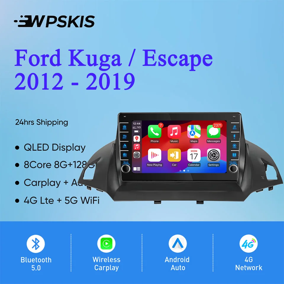 8G Ram 128GB Car Auto Radio Video Audio A/V Music DVD Player GPS Navi HU For Ford Kuga Escape 2012 - 2019 Carplay Auto DSP RDS