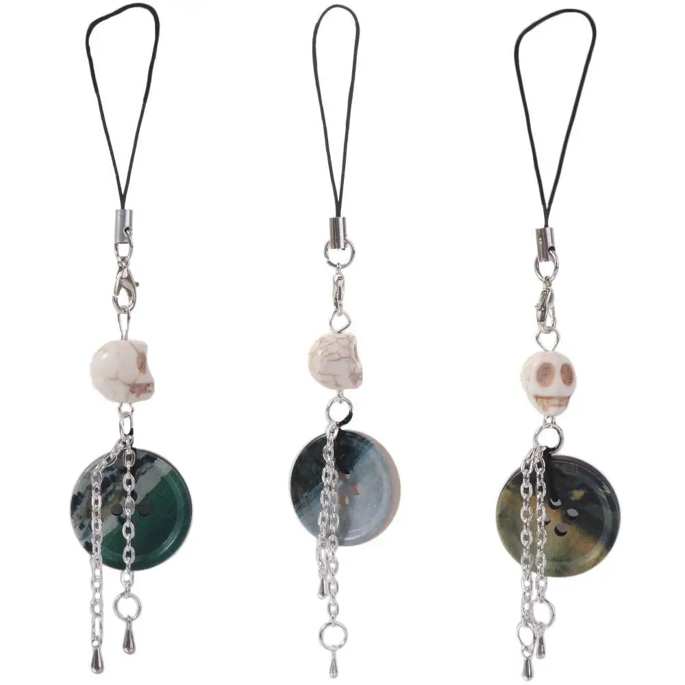 

Vintage Skull Button Pendant Bag Decoration Hanging Rope Y2K Phone Chain Ornament Anti-lost Phone Lanyards Keychain Accessory