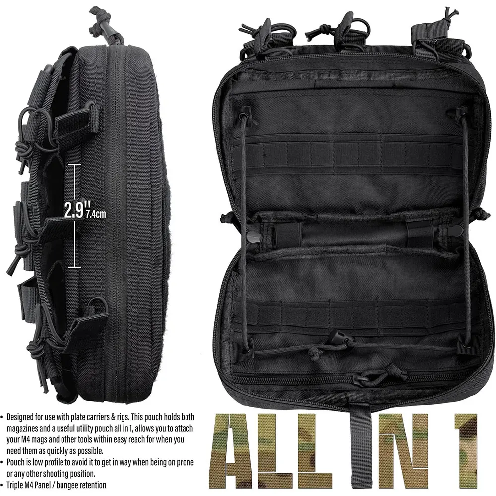 Tactical Triple Magazine Pouch Open Top 5.56/.223 Magazine Pouch MOLLE Mag Bag Nylon M4/M16 Mag Holder Hunting Tool EDC Pouch - view 5