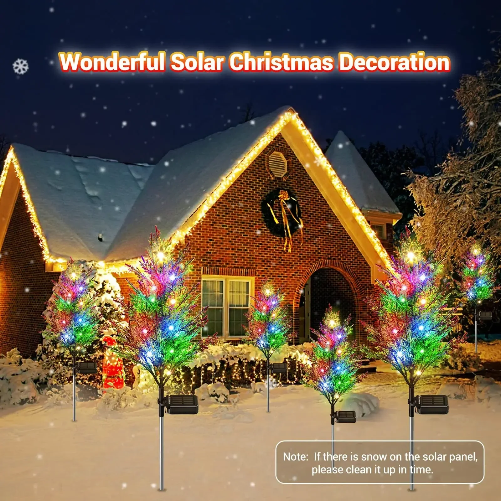 Solar LED Lights Christmas Tree Pine Tree Lights IP65 Waterproof Outdoor Patio Lamp Christmas Door Line Free Decorative Lamp