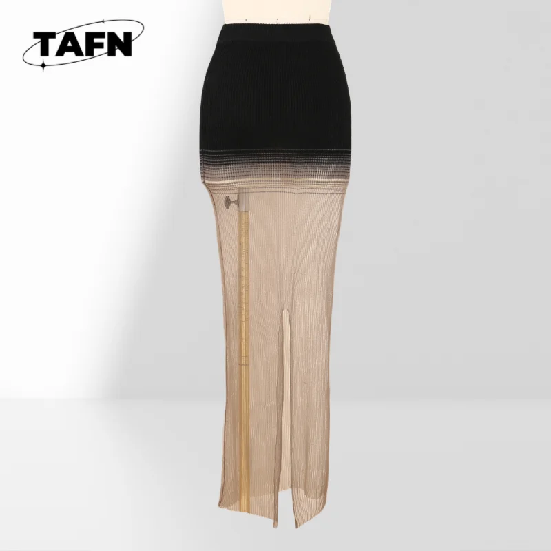 Gradient Knitted Overskirt Beautiful All-Matching Comfortable Temperament High Street Fashionable Beautiful  AG2810