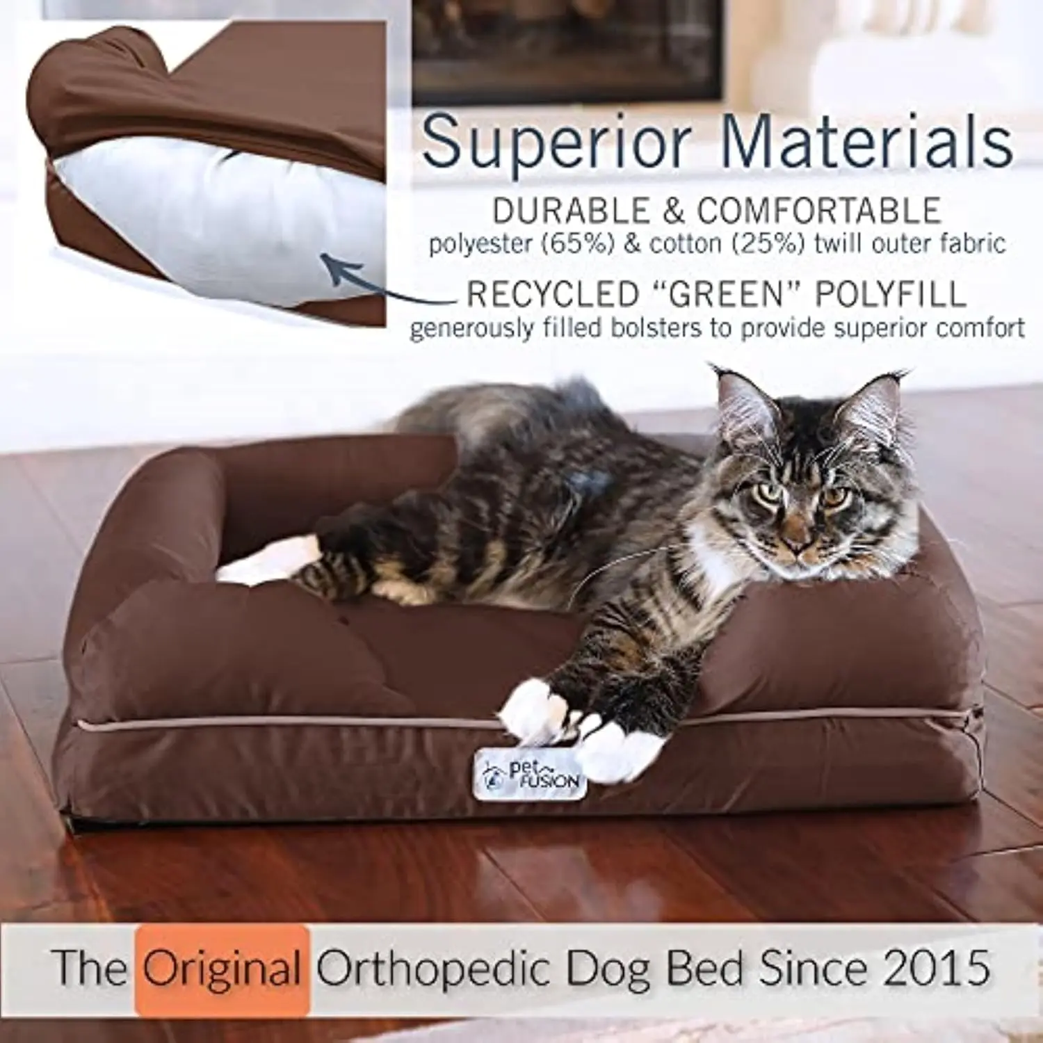 Dog Bed, Orthopedic Memory Foam, Medium Firmness Pillow, Waterproof Liner, YKK Zippers, Breathable 35% Cotton Cover