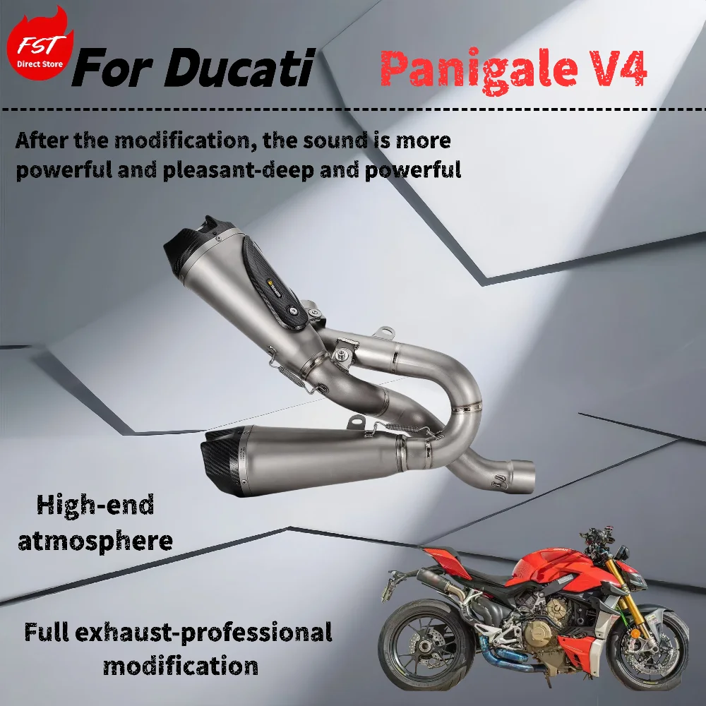 

For Ducati Panigale V4 - modified mid-tail exhaust pipe - the sound is deep, rich and powerful