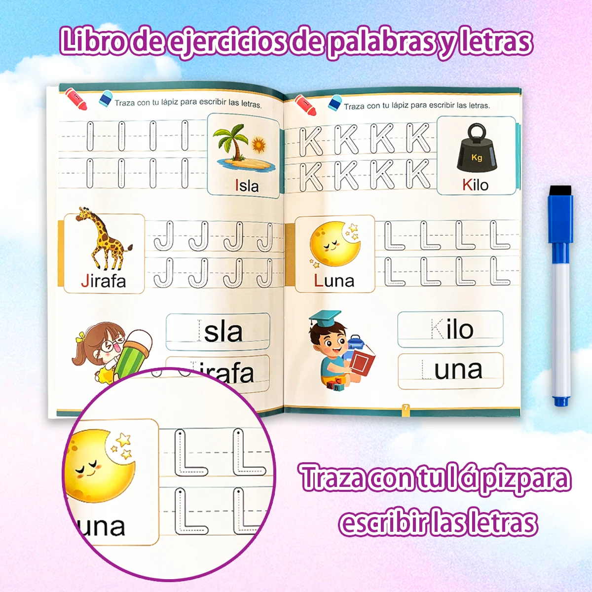 Reusable Spanish handwriting practice materials to improve students' writing skills—an ideal gift for early education.