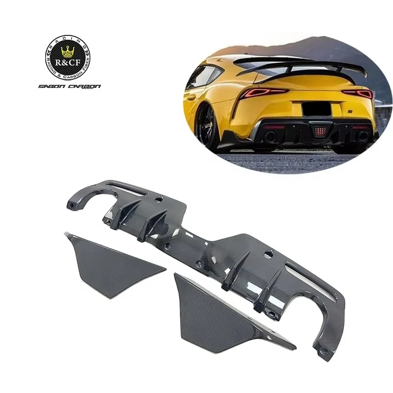 Carbon Fiber Rear Bumper Lip Diffuser With Rear Spats Side Spliter for Toyota Supra A90 A91 Mk5 2019-20