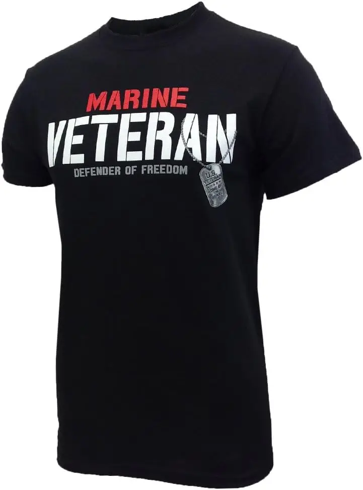 Armed Forces Gear Marine USMC Men's Veteran Defender Short Sleeve T-Shirt - Licensed United States Marines Shirts for Men