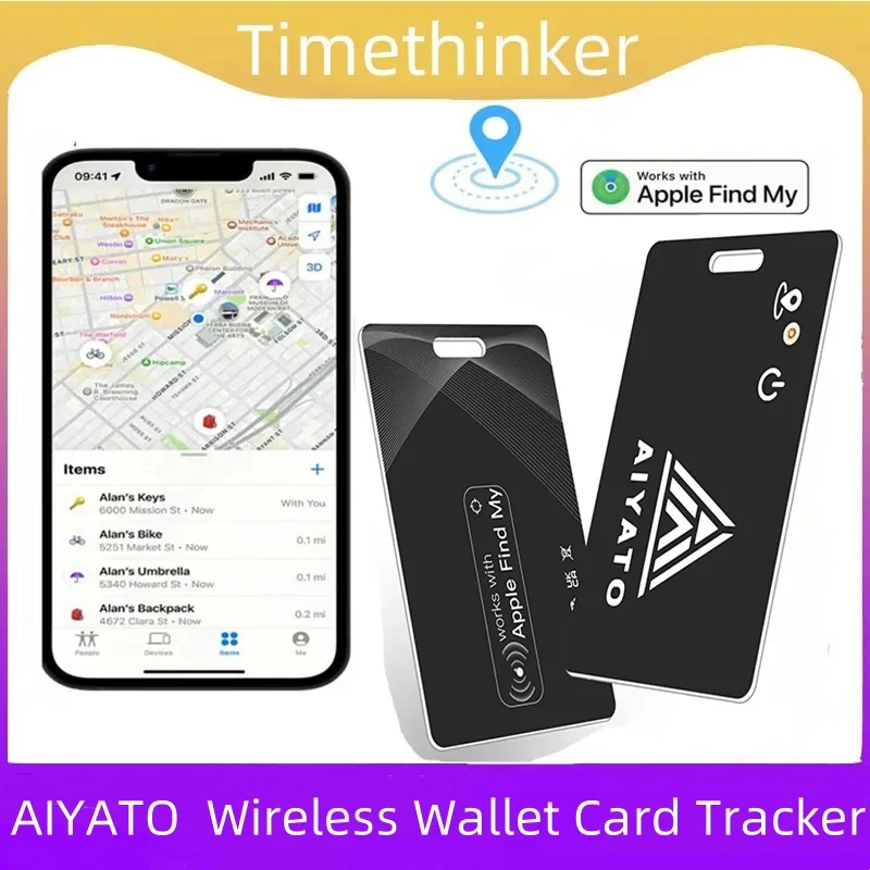 

AIYATO Кошелек-карта Airtag с беспроводной зарядкой Bluetooth GPS-трекер Смарт-тег работает с Apple Find My APP Air Tags Местоположение для IOS