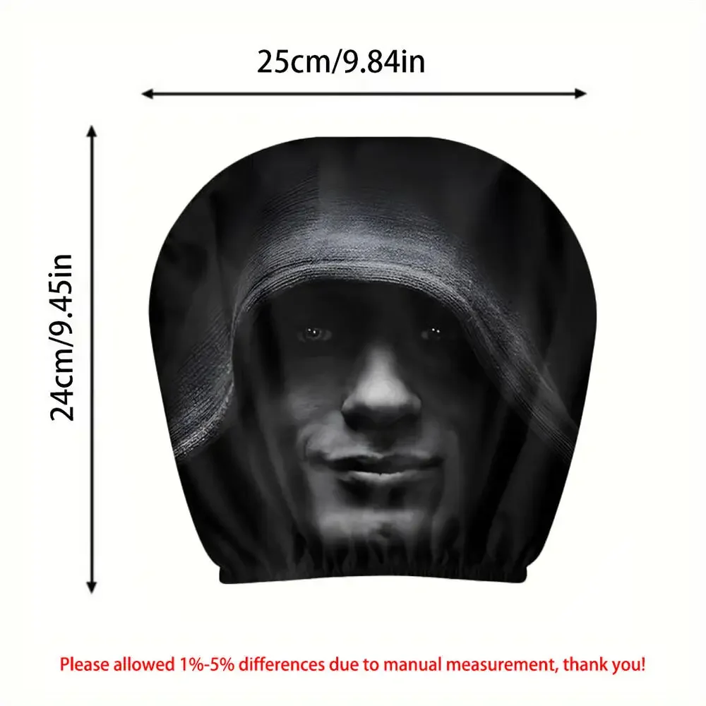 1/2 Stück Universeller Auto-Kopfstützenschutz, Geheimnisvoller Kapuzenmann-Gesichts-Auto-Kopfstützenbezug, 2D Flacher Cooler Hoodie Schwarz Street – Detail 8