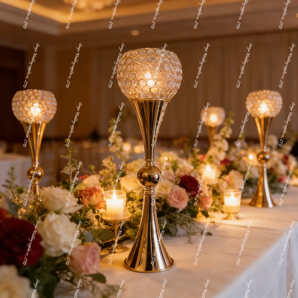 

50-100cm 5-10pcs wedding candle holder Flower Stands, Freestanding Crystal candlestick Display Rack for Wedding Centerpieces,