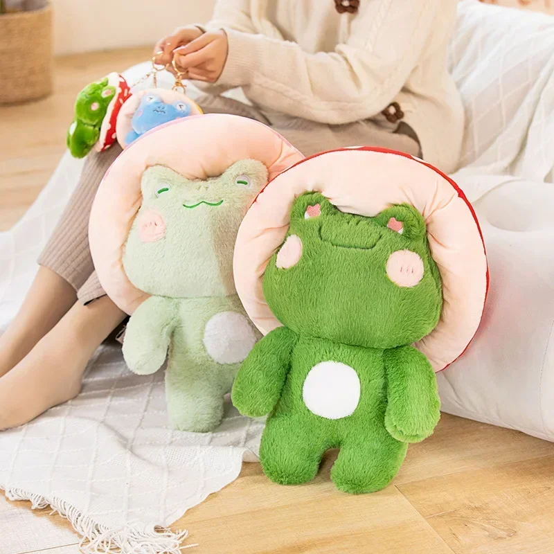 Juguete de peluche creativo de rana y seta, ranas solitarios, juguete de peluche, muñeca curativa encantadora, almohada suave Kawaii para niñas, regalo para niños