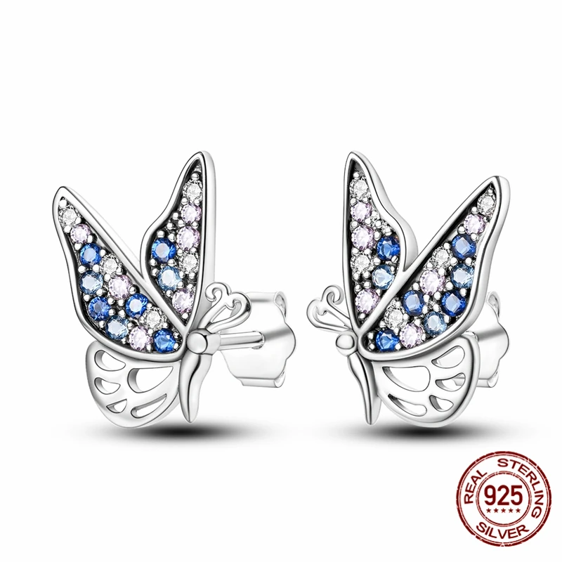 

High-quality S925 sterling silver earrings, women's butterfly earrings, anniversary and wedding jewelry gifts.