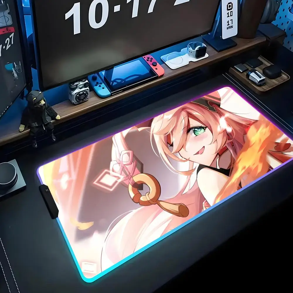 

yan fei Mouse Pad RGB Gaming Mousepad Big LED Pad PC Desk Mat Luminous Mouse Pad Large Keyboard Mats Table Rug With Backlit