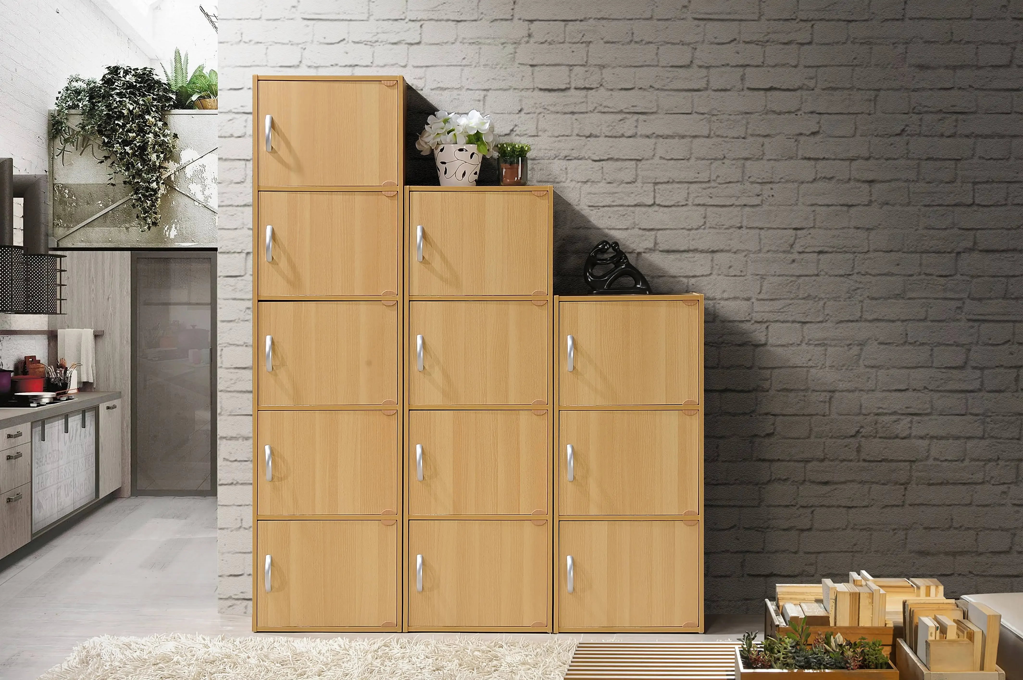 3 Door Versatile Cabinet, Multi-purpose Bookcase,Slim Design,Keeps Your Room Clutter Free and Organized,Multiple Colors