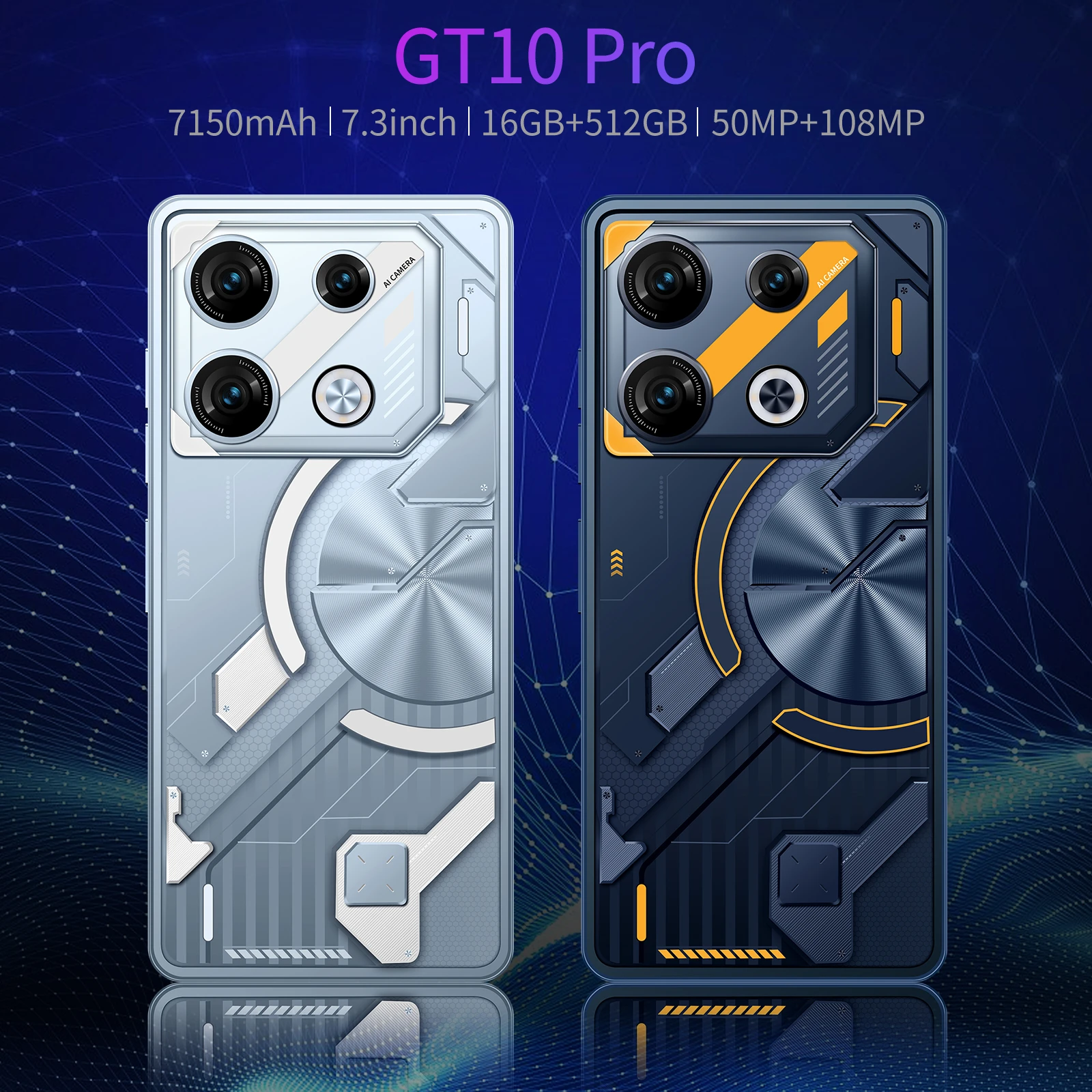 Mobile Phones GT10 Pro HD7.3 Screen SmartPhone Original 16G+1T 5G Dual Sim Celulare Android Unlocked Cell Phone Global Version