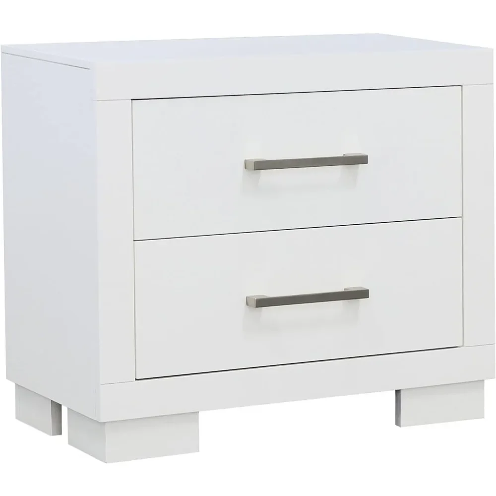 Home Furniture Jessica Modern 2 Drawer Nightstand Bedroom Bedside Table Storage Drawers White 202992 Freight Free