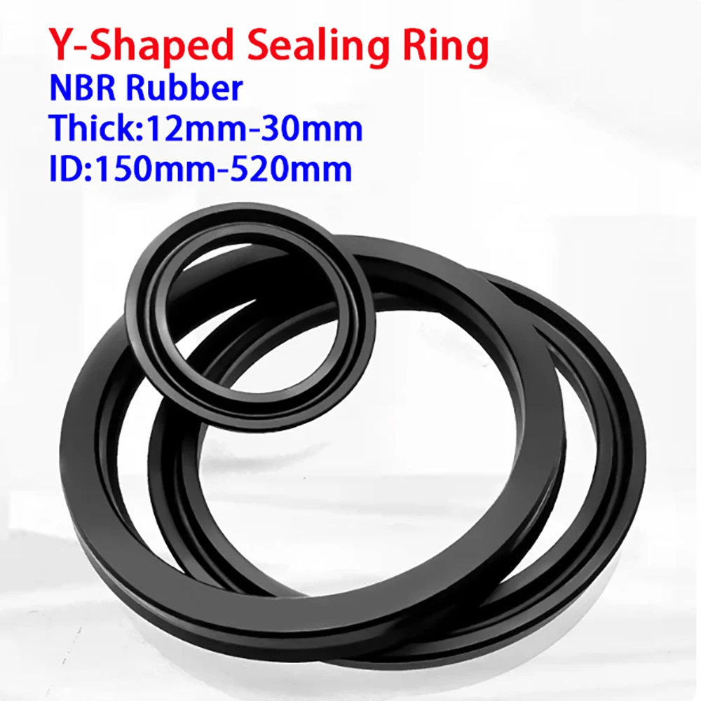 1Pcs Black Y-Shaped Seal Ring NBR Oil Seal Rubber High Temperature&Wear-Resistant Oil Seal ID150-520mm Thick 12-30mm Seal Gasket