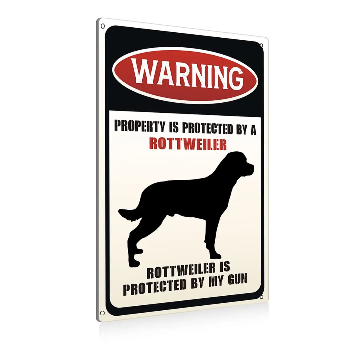 Funny Dog Warning Metal Tin Signs Wall Art Decor Property is Protected By a Rottweiler is Protected By My Gun Sign for Home sign