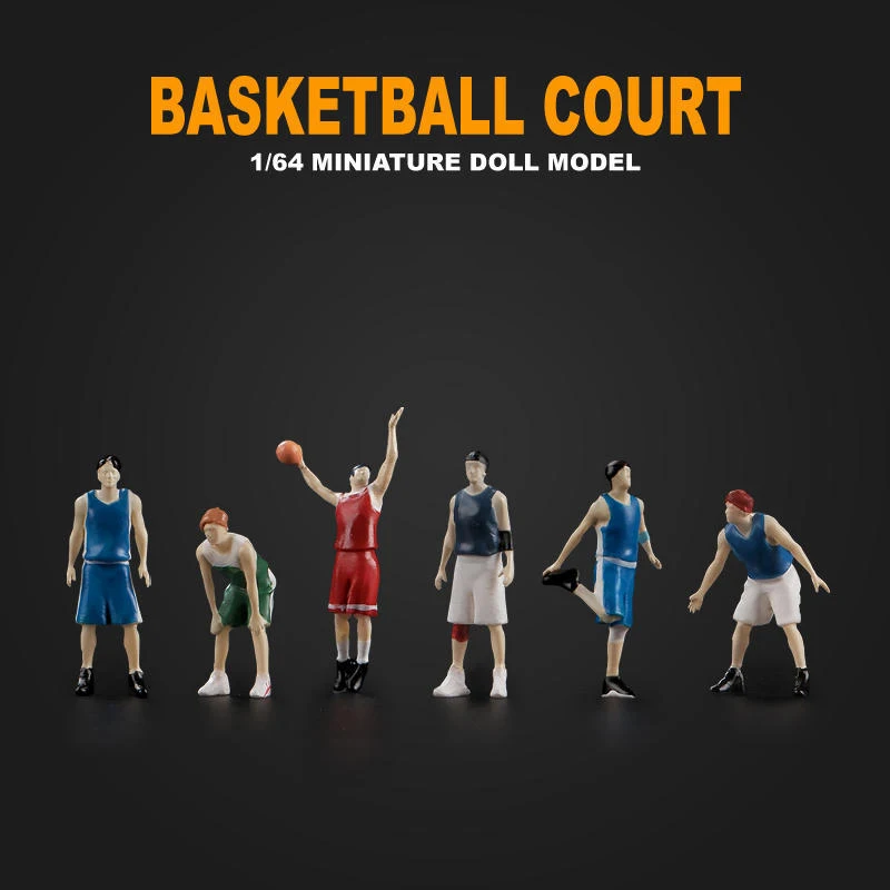 Kicarmod 1/64 Scale Model Figurine Basketball Player Collectible Doll Exquisite Figure for Fans in Scale Diecast Model Car