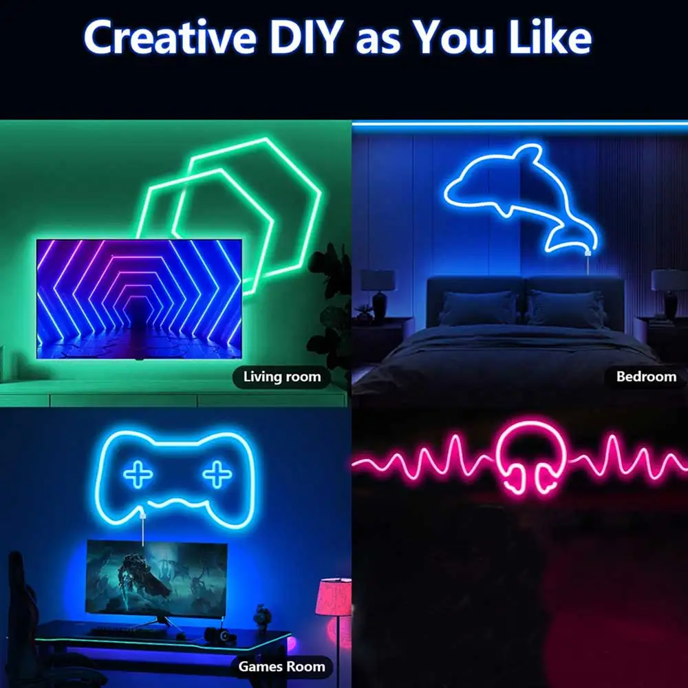 USB LED Light RGB Neon Strip 1M 2M 3M 4M 5M 5V Neon Tape For Home Decor LED Lights Decoration Lighting SMD3535 72LEDs/M